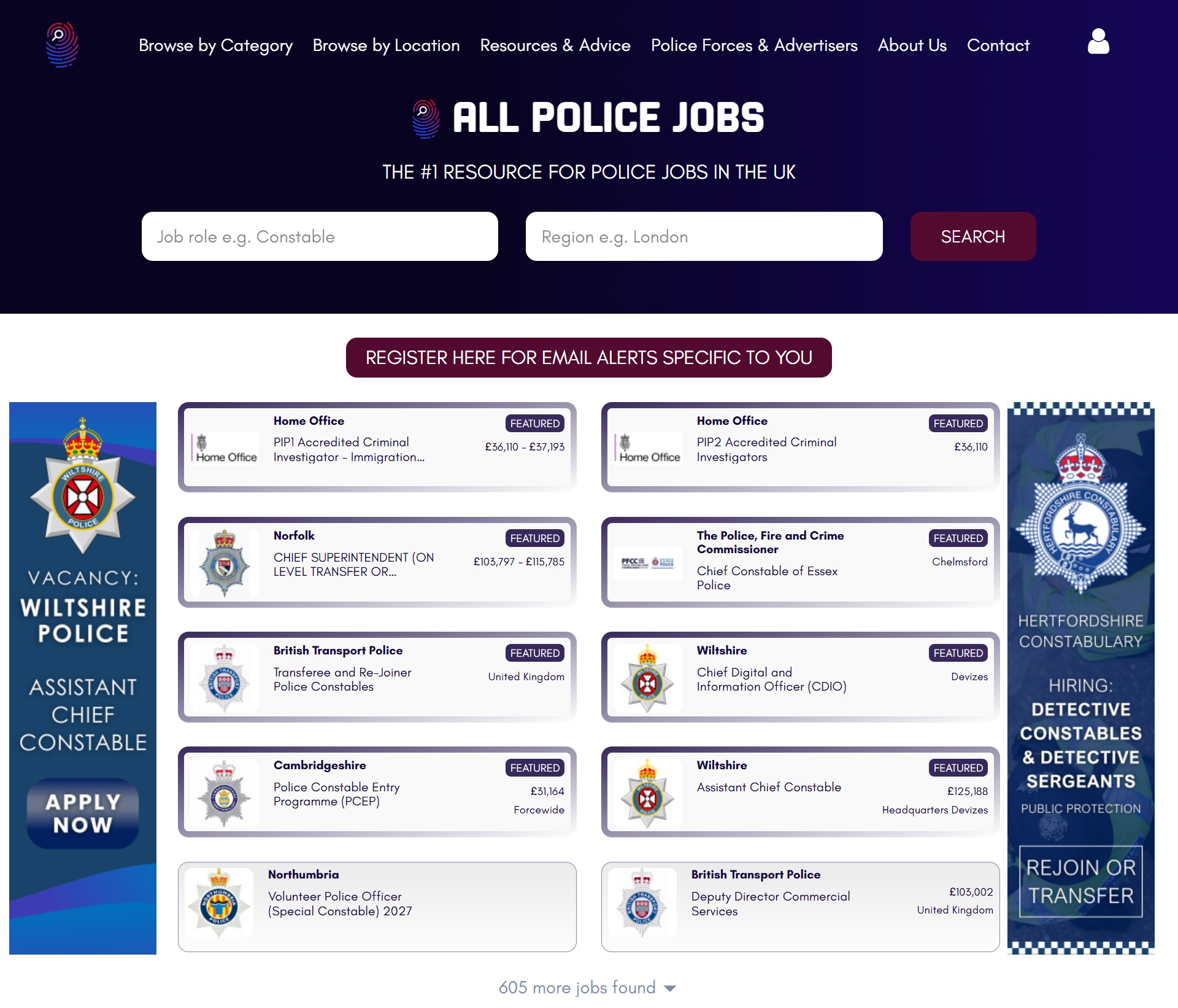 All Police Jobs platform screenshot